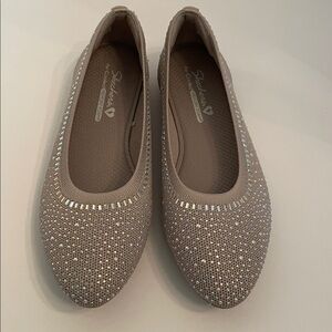 Skechers Cleo 2.0 Shoes Mesmerizing Nights Taupe Comfort Ballet Flats Shoes